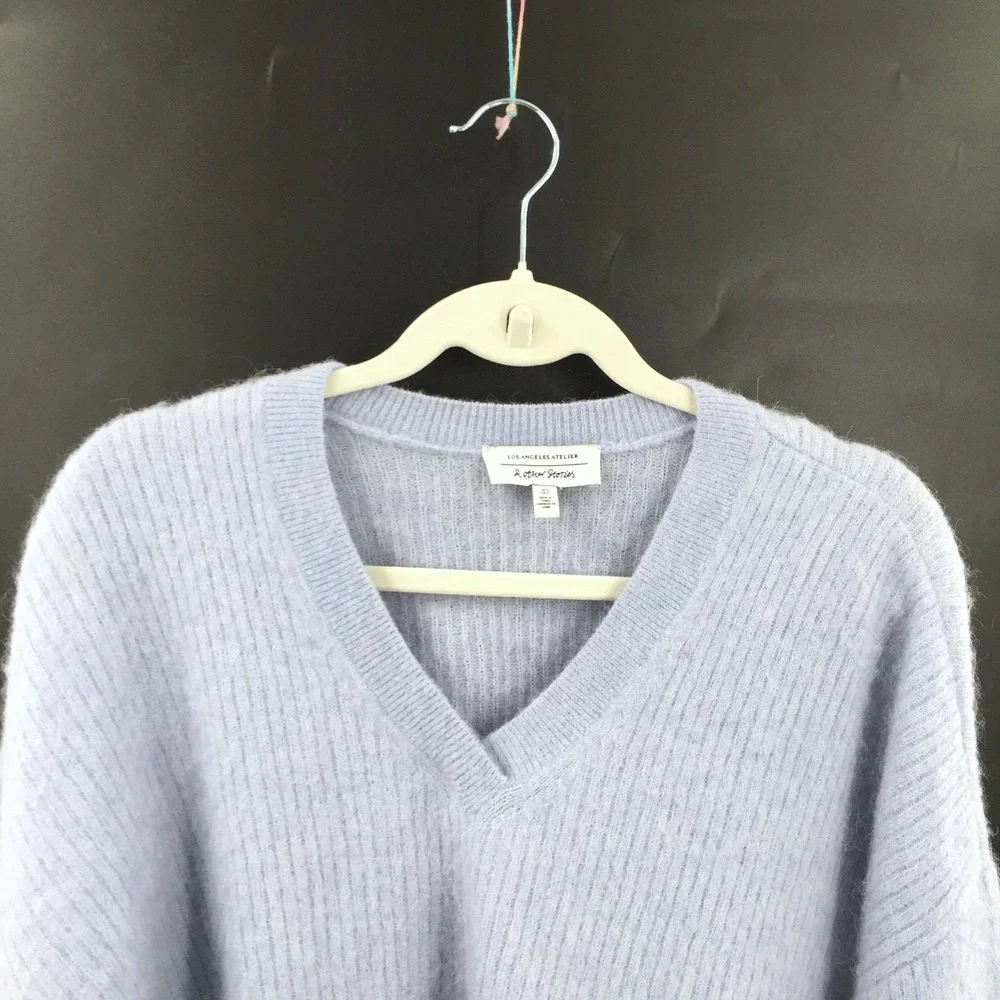 & other stories anthropologie alpaca wool blue periwinkle‎ Blue V Neck Sweater S